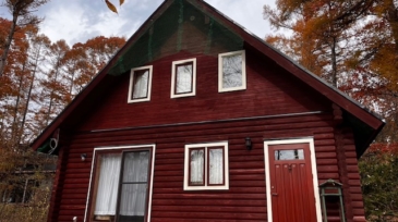 軽井沢別荘　ログハウス塗り替え工事