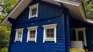 軽井沢　別荘ログハウス塗り替え工事　オスモカントリーカラープラス