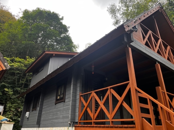 別荘ログハウス　長野県　外壁塗装　キシラデコールフォレステージHS